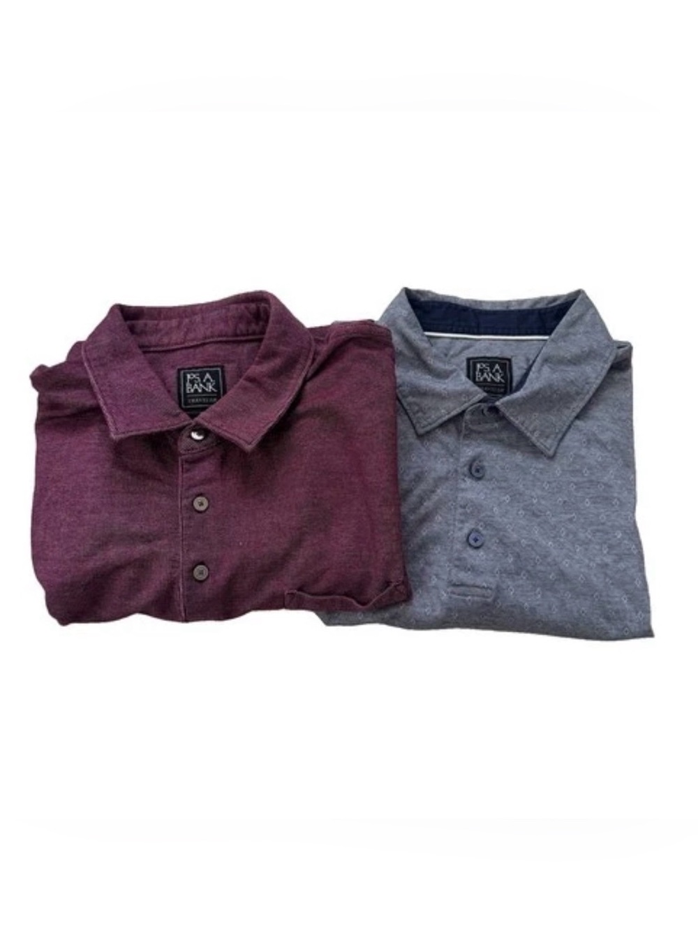 Lot of 2 Jos A Bank Traveler Polo Shirts Mens XXL Burgundy Grey Geometric Print